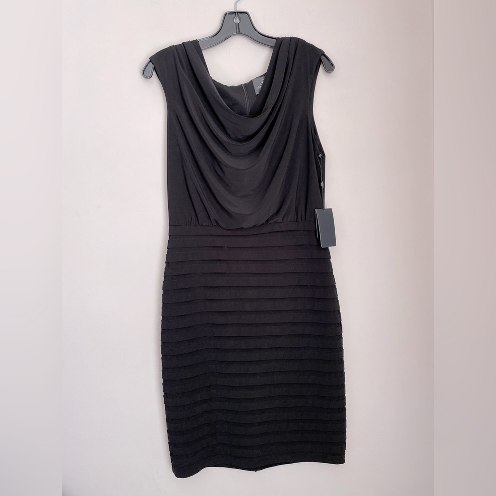 NWT Adrianna Papell Women's Cowl-Neck Blouson Dress, Size 6 Black - Picture 2 of 7